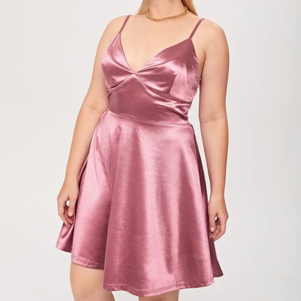 SHEIN Pink Satin Dress